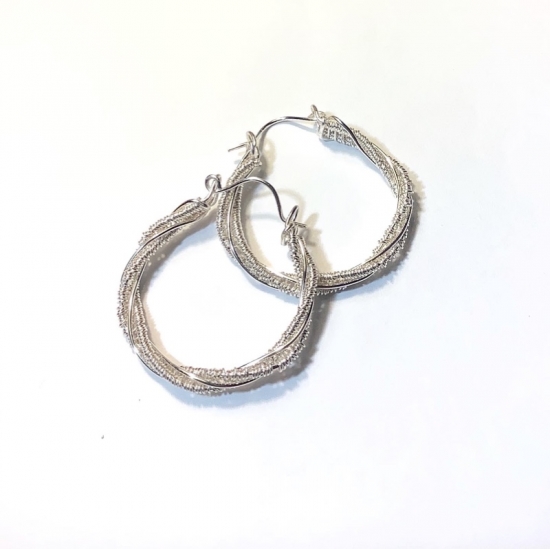 Silver or Copper Twisted Hoop Earrings